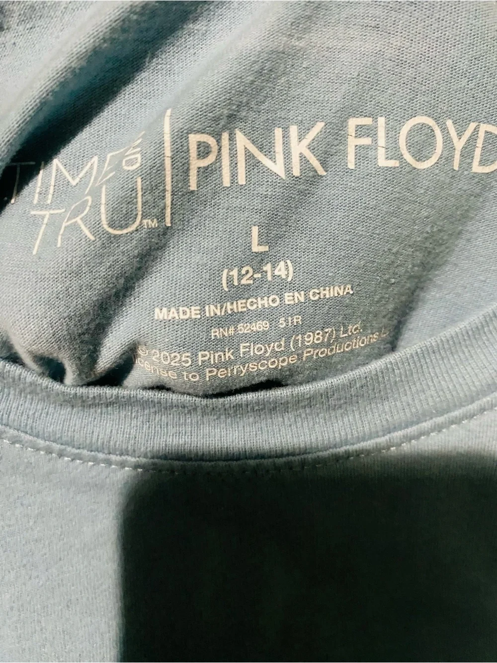 Time and Tru Light Blue Pink Floyd Graphic Tee NWOT